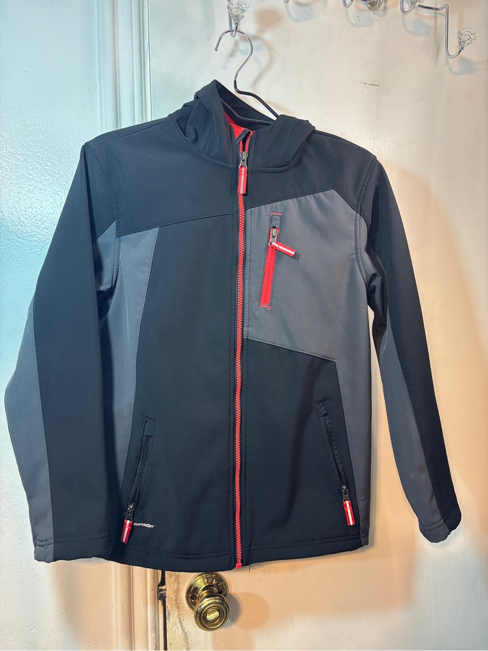 Champion Black & Gray Softshell Jacket with Red Trim